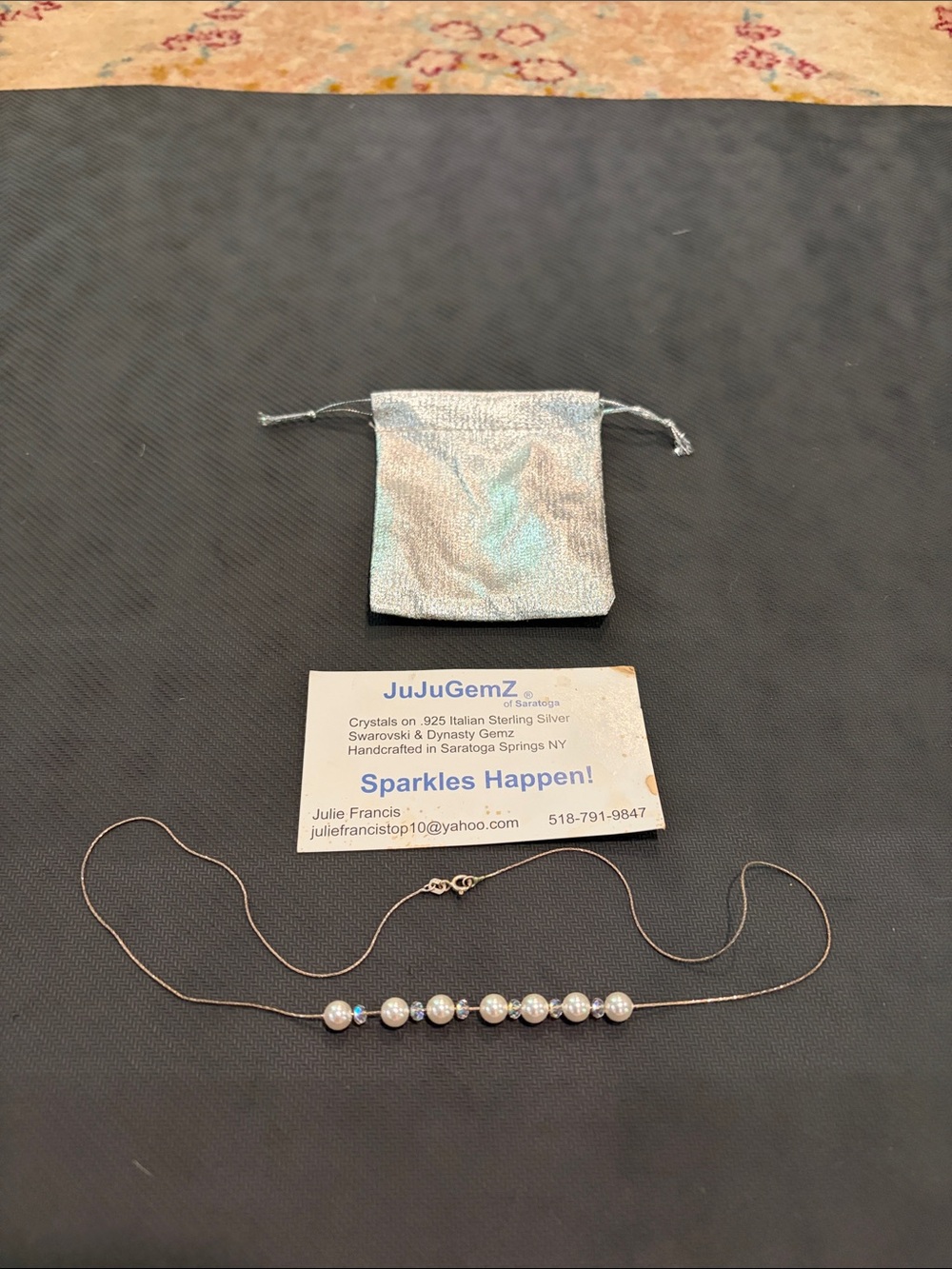 Sterling silver pearl and Swarovski beads